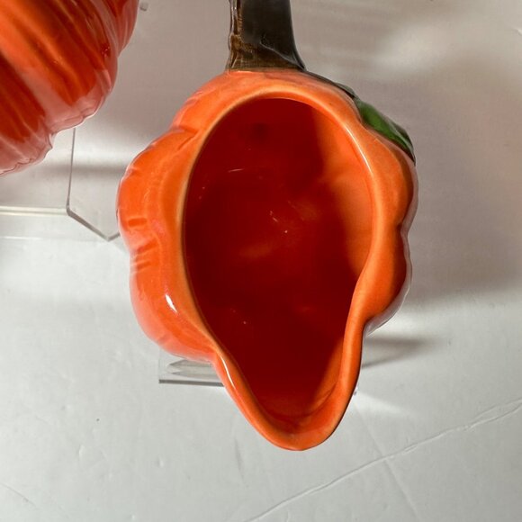 Vintage 90's Pumpkin Tea Pot Creamer Sugar Thanksgiving Decor Made in Taiwan - Picture 6 of 12